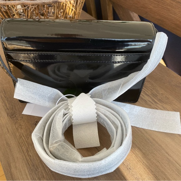 SAM EDELMAN NWT small Lorraine Black Patent convertible box shoulder bag - Picture 5 of 8